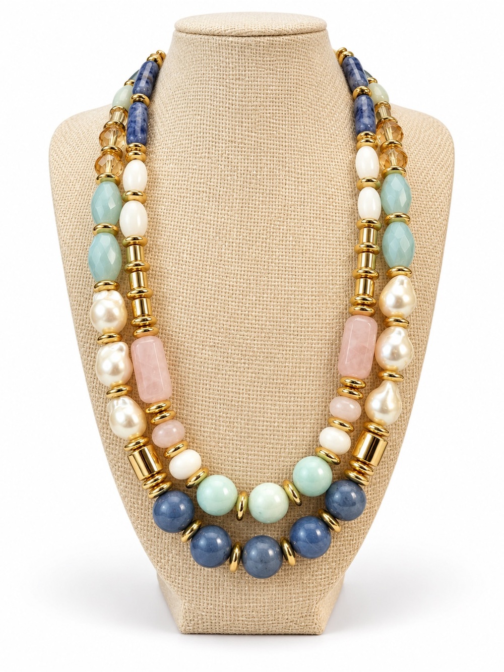 Talbots Double Strand Multicolor Beaded Statement Necklace 18”-21” Adjustable